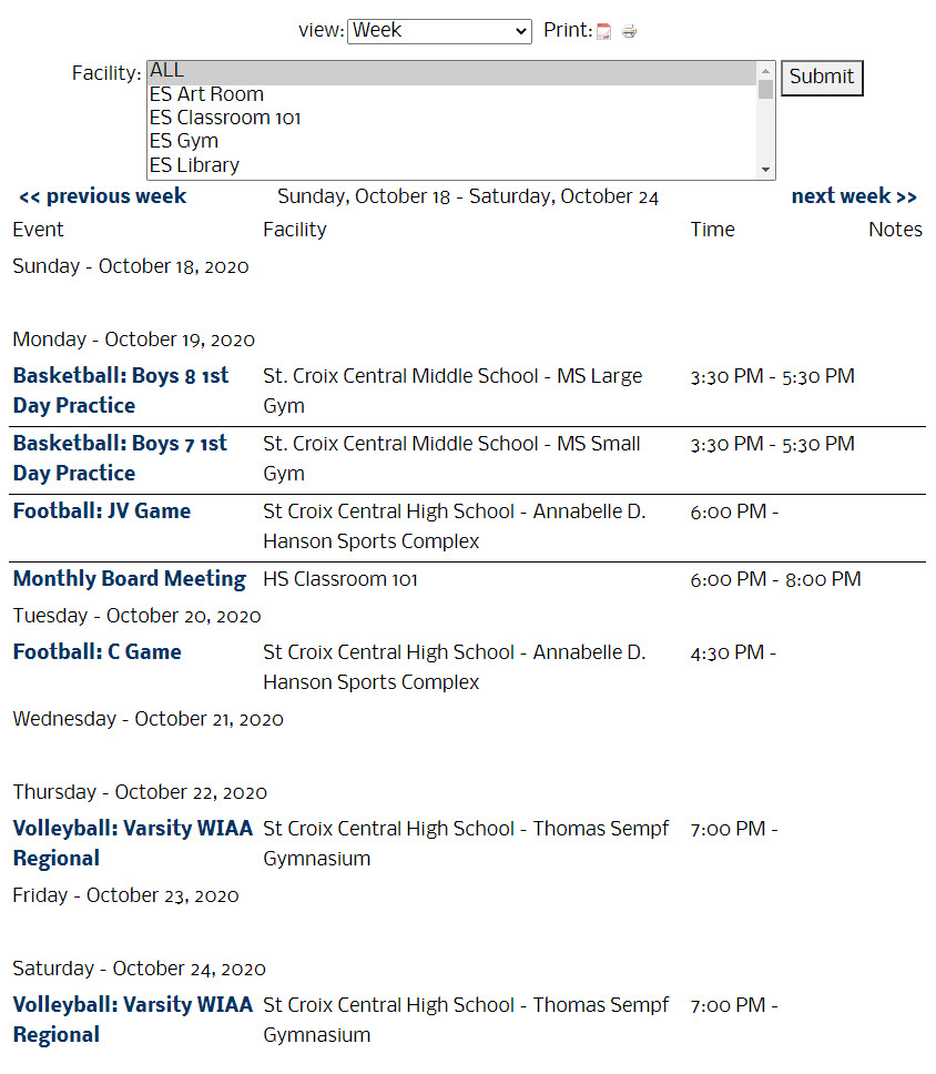 Building Use Calendar tool CMS4Schools